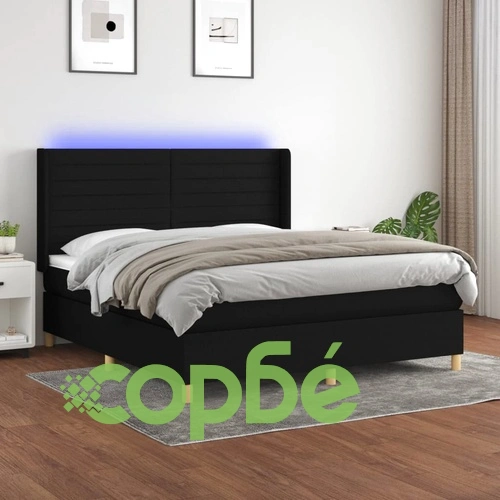 Боксспринг легло с матрак и LED, черно, 160x200 см, плат ➤ топ цена ➤ sorbe.bg
