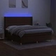Боксспринг легло с матрак и LED, тъмнокафяво, 160x200 см, плат