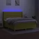 Боксспринг легло с матрак и LED, зелено, 160x200 см, плат