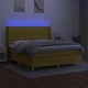 Боксспринг легло с матрак и LED, зелено, 160x200 см, плат