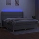 Боксспринг легло с матрак и LED, светлосиво, 200x200 см, плат