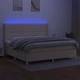 Боксспринг легло с матрак и LED, кремава, 200x200 см, плат