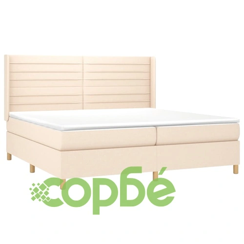 Боксспринг легло с матрак и LED, кремава, 200x200 см, плат ➤ топ цена ➤ sorbe.bg