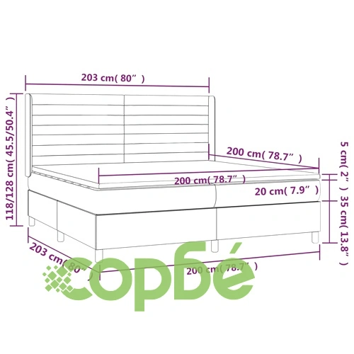 Боксспринг легло с матрак и LED, кремава, 200x200 см, плат ➤ топ цена ➤ sorbe.bg