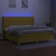 Боксспринг легло с матрак и LED, зелена, 200x200 см, плат