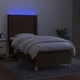 Боксспринг легло с матрак и LED, тъмнокафяво, 80x200 см, плат