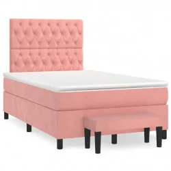Боксспринг легло с матрак, розово, 120x200 см, кадифе
