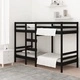 Двуетажно легло, черно, 90x200 см, масивна чамова дървесина