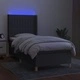 Боксспринг легло с матрак и LED, тъмносиво, 100x200 см, плат