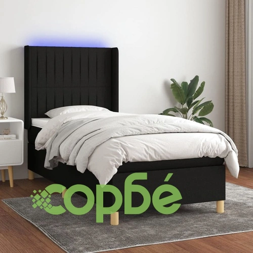 Боксспринг легло с матрак и LED, черно, 100x200 см, плат ➤ топ цена ➤ sorbe.bg