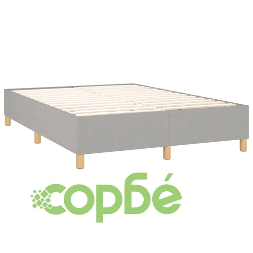 Боксспринг легло с матрак и LED, светлосиво, 140x190 см, плат ➤ топ цена ➤ sorbe.bg