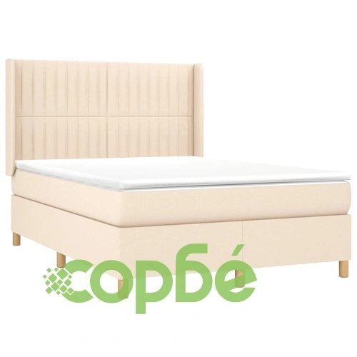 Боксспринг легло с матрак и LED, кремаво, 140x190 см, плат ➤ топ цена ➤ sorbe.bg