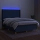 Боксспринг легло с матрак и LED, синьо, 140x190 см, плат