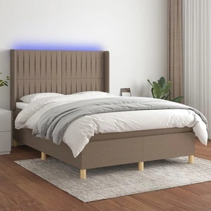 Боксспринг легло с матрак и LED, таупе, 140x200 см, плат