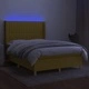 Боксспринг легло с матрак и LED, зелено, 140x200 см, плат