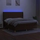 Боксспринг легло с матрак и LED, тъмнокафяво, 160x200 см, плат