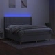 Боксспринг легло с матрак и LED, светлосиво, 180x200 см, плат