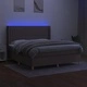 Боксспринг легло с матрак и LED, таупе, 180x200 см, плат