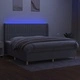Боксспринг легло с матрак и LED, светлосиво, 200x200 см, плат