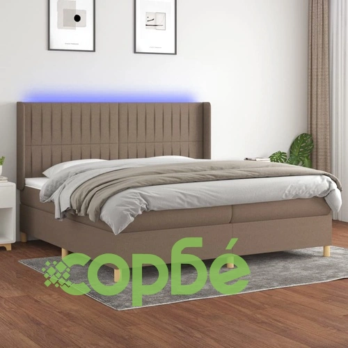 Боксспринг легло с матрак и LED, таупе, 200x200 см, плат ➤ топ цена ➤ sorbe.bg