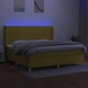 Боксспринг легло с матрак и LED, зелена, 200x200 см, плат