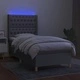 Боксспринг легло с матрак и LED, светлосиво, 80x200 см, плат