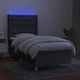 Боксспринг легло с матрак и LED, тъмносиво, 80x200 см, плат
