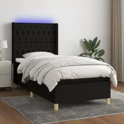 Боксспринг легло с матрак и LED, черно, 80x200 см, плат