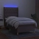 Боксспринг легло с матрак и LED, таупе, 80x200 см, плат