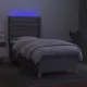 Боксспринг легло с матрак и LED, светлосиво, 90x190 см, плат