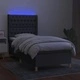 Боксспринг легло с матрак и LED, тъмносива, 90x200 см, плат