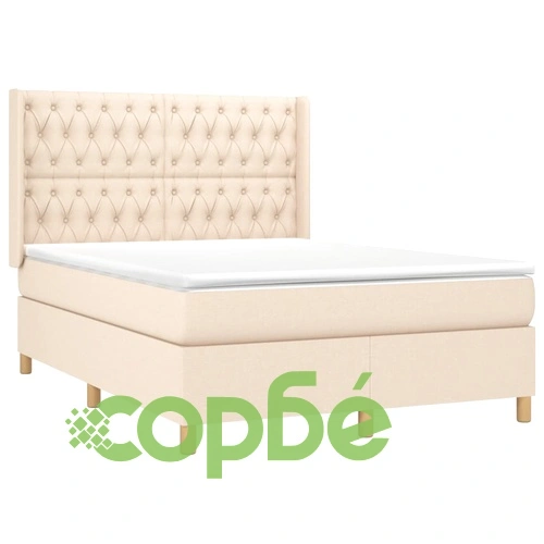 Боксспринг легло с матрак и LED, кремаво, 140x190 см, плат ➤ топ цена ➤ sorbe.bg