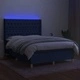 Боксспринг легло с матрак и LED, синьо, 140x190 см, плат