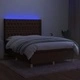 Боксспринг легло с матрак и LED, тъмнокафяво, 140x200 см, плат