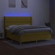 Боксспринг легло с матрак и LED, зелено, 160x200 см, плат