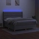 Боксспринг легло с матрак и LED, светлосиво, 180x200 см, плат