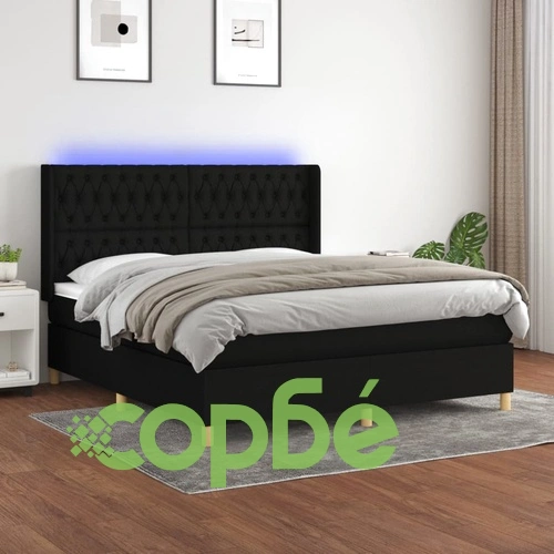 Боксспринг легло с матрак и LED, черно, 180x200 см, плат ➤ топ цена ➤ sorbe.bg
