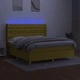 Боксспринг легло с матрак и LED, зелено, 180x200 см, плат