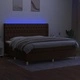 Боксспринг легло с матрак и LED, тъмнокафява, 200x200 см, плат