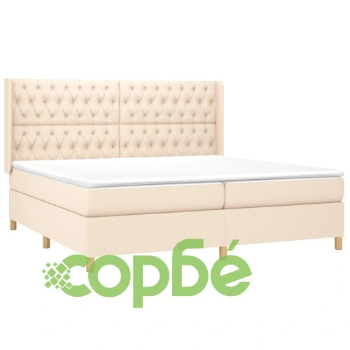 Боксспринг легло с матрак и LED, кремава, 200x200 см, плат ➤ топ цена ➤ sorbe.bg