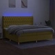 Боксспринг легло с матрак и LED, зелена, 200x200 см, плат