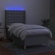 Боксспринг легло с матрак и LED, светлосиво, 90x190 см, плат