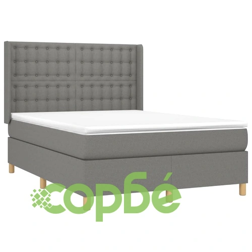 Боксспринг легло с матрак и LED, тъмносиво, 140x190 см, плат ➤ топ цена ➤ sorbe.bg