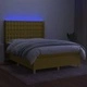 Боксспринг легло с матрак и LED, зелено, 140x190 см, плат
