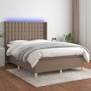 Боксспринг легло с матрак и LED, таупе, 140x200 см, плат