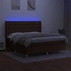 Боксспринг легло с матрак и LED, тъмнокафяво, 160x200 см, плат 