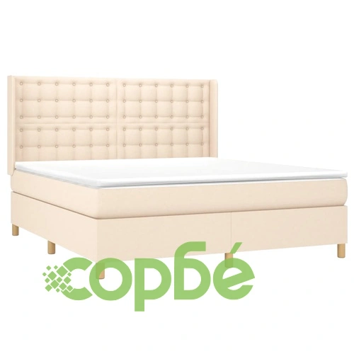 Боксспринг легло с матрак и LED, кремаво, 160x200 см, плат ➤ топ цена ➤ sorbe.bg