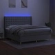 Боксспринг легло с матрак и LED, светлосиво, 180x200 см, плат