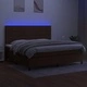 Боксспринг легло с матрак и LED, тъмнокафява, 200x200 см, плат