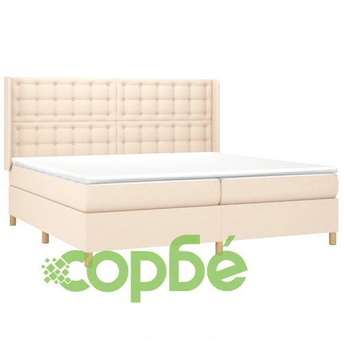 Боксспринг легло с матрак и LED, кремава, 200x200 см, плат ➤ топ цена ➤ sorbe.bg